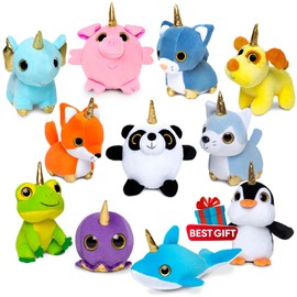 Naturally KIDS - Juego de 11 Juguetes de Peluche de Unicornio para Niños, Unicornios de Peluche para Niños