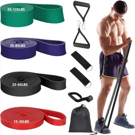 Byitin Resistance Band Set, 4 Levels Pull Up Assistance Bands, Exercise Band for Strength Training, Muscle Toning, Yoga and Stretching