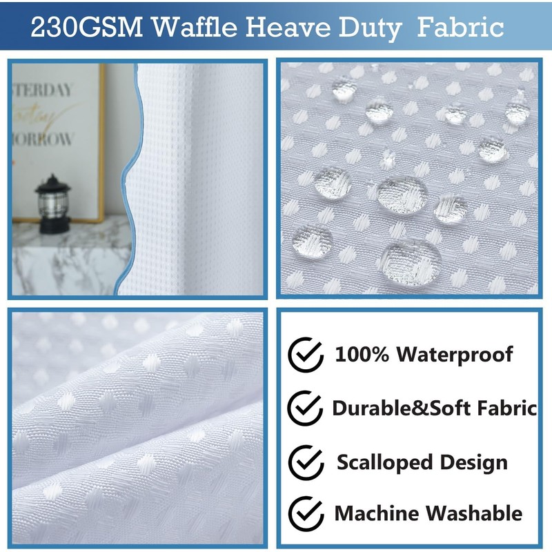 youngseahome Waffle Weave 230GSM Heavy Duty Fabric with Water Blue