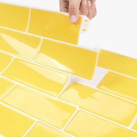 LaCheery Mustard Yellow Subway Tile Backsplash Peel and Stick for Kitchen Wall Sticker 36-Sheet 12"x12" Vinyl Backsplash Subway Tile Peel and Stick on Back Splash Tiles for Kitchen Bathroom Wall Tiles
