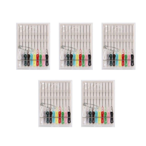 Healifty 5 Packs Disposable Pre Threaded Needle Kit Travel Sewing