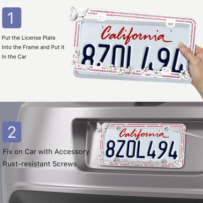 Valor LPF2HC005PNK Design Kennzeichenrahmen mit Kristallen