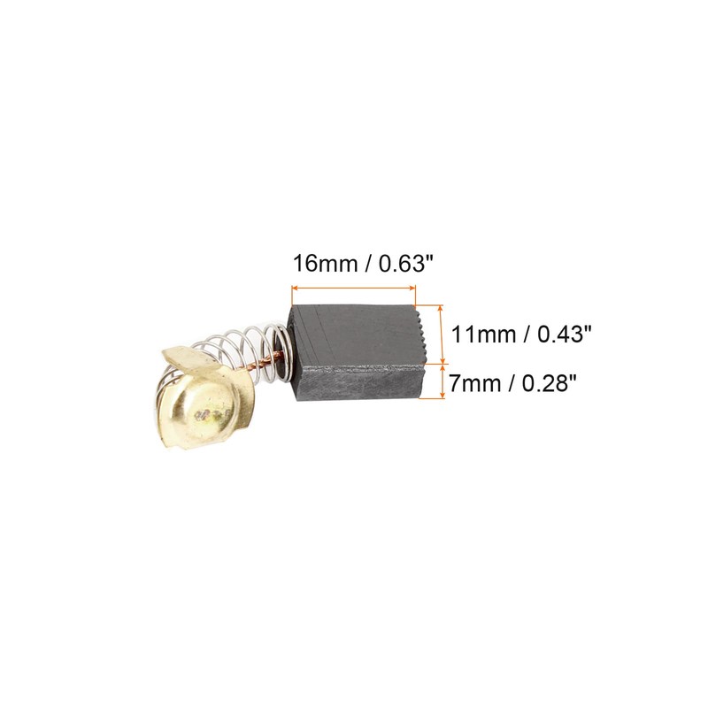 Rebower Carbon Brush [For Power Motor] - 16mmx11mmx7mm/Black Goldtone/Pack of