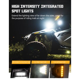 Chelhead UTV Side Mirror with Light Amber Turn Signal Plug And Play Wiring Compatible with Pioneer Polaris RZR 900 1000 Can-Am Kawasaki Mule Rhino YXZ Zforce, Shatter Proof Tempered Glass