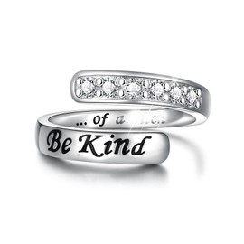 Be Kind of a B Ring 925 Sterling Silver Hidden Message Adjustable Rings for Women Best Friends Sister Sorority Gifts