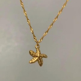 Sunny the Starfish Charm Necklace with Twisted Gold Chain - Stainless Steel 18k Gold Plated - 18inch Chain with 2inch Extension
