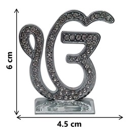 Targets Target Store Sikh Religious Symbol EK Onkar Studded Idol Ik Onkar Silver Metal Studded Statue for Car Dashboard Mandir Temple Puja Murti Home Decor Office Table Showpiece