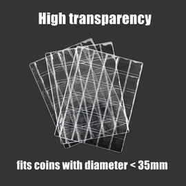 MUROAD 30-Pocket Coin Sleeves for Collectors,Coin Collection Sheets Pocket fits 50P Coins, Refill Sheets for Coin Binder (30 Pockets x 10 Sheets)