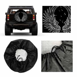 MIYASANG Angel Wings Spare Tire Cover White Line Wing Graphic Art Creative Style Weatherproof Universal Wheel Protectors Camper Tire Covers for Trailer Rv Travel(17 inch)