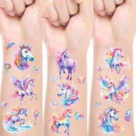Unicorn Tattoos Girls, 12 Sheets Glitter Tattoo Set Children, Unicorn Gift Birthday Decoration Party Bag Children's Birthday, Skin-friendly Temporary