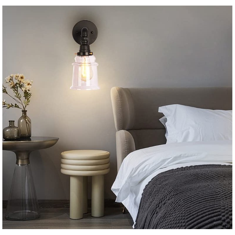 VinTopsh Industrial Glass Wall Sconce, 1 Light Sconces Wall Lighting