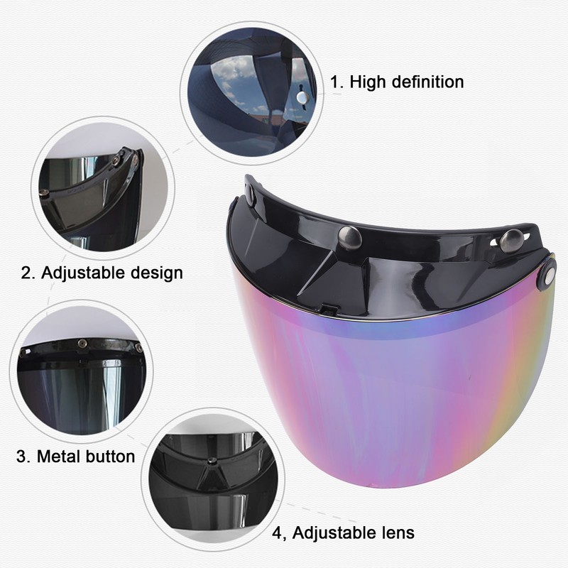 Motorcycle Helmet Lens Metal Button Removable UV Protection Adjustable Motorbike
