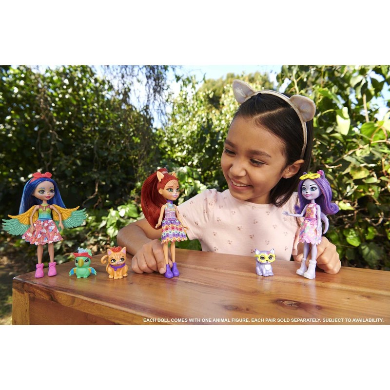 Enchantimals HHB89 Prita Parakeet (Budgie) & Flatter Doll, Toy for