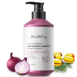 ProBliva Onion & Rosemary Hair Growth Shampoo: Biotin Infused Shampoo Promotes Healthier, Thicker and Stronger Hair for Men & Women - Fights Hair Loss, Nourishes Scalp, Thickens Thinning Hair - 500 mL