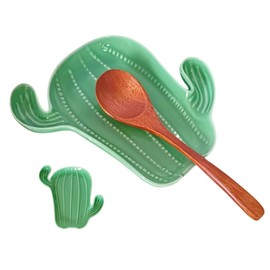 Ceramic Spoon Rest for Stove Top, Cactus Cute Spoon Rest for Kitchen Counter, Cooking Spoon Holder for Kitchen Counter, Utensil Rest Spatula Rest Ladle Holder Tong Rest