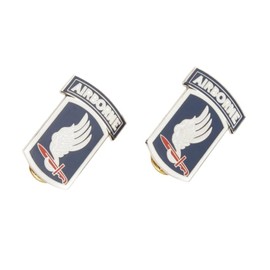 PAIR OF US ARMY 173RD AIRBORNE METAL SHOULDER LAPEL HAT PIN BADGE