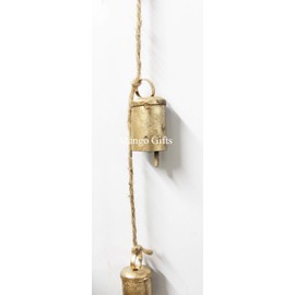 Mango Gifts Decorative String of 6 Metal Vintage Indian Style Wall Hanging Bells 110 cm Long