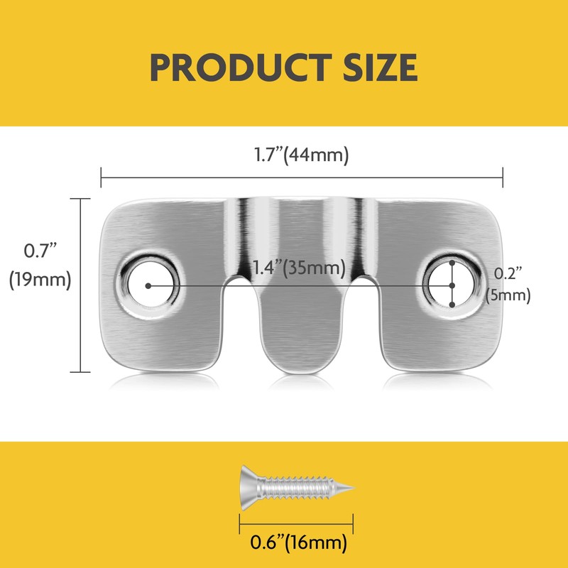 4PCS Flush Mount Bracket, Interlocking Photo Hanging Hook (Silver, 1.7")