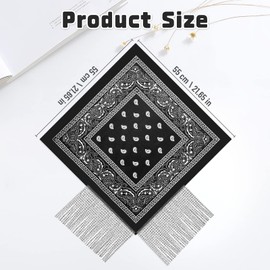 OYANIMO Disco Fringed Bandana 2 Pcs Cowgirl Bachelorette Bandanas Sparkly Rhinestone Fringe Bandanas for Women Men Western Party