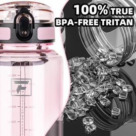 Fanhaw 32 Oz Plastic Water Bottle with Chug Lid - For Sport, Women, Men | BPA-free Tritan Leak Proof with Anti-Dust Lid (Cherry Blossom)