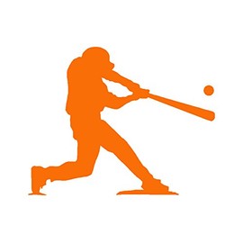 STICKER DAD Baseball Player at Bat V1 Vinyl Decal by StickerDad® - Size: 3.5", Color: Reflective Orange - Windows, Walls, Bumpers, Laptop, Lockers, etc.