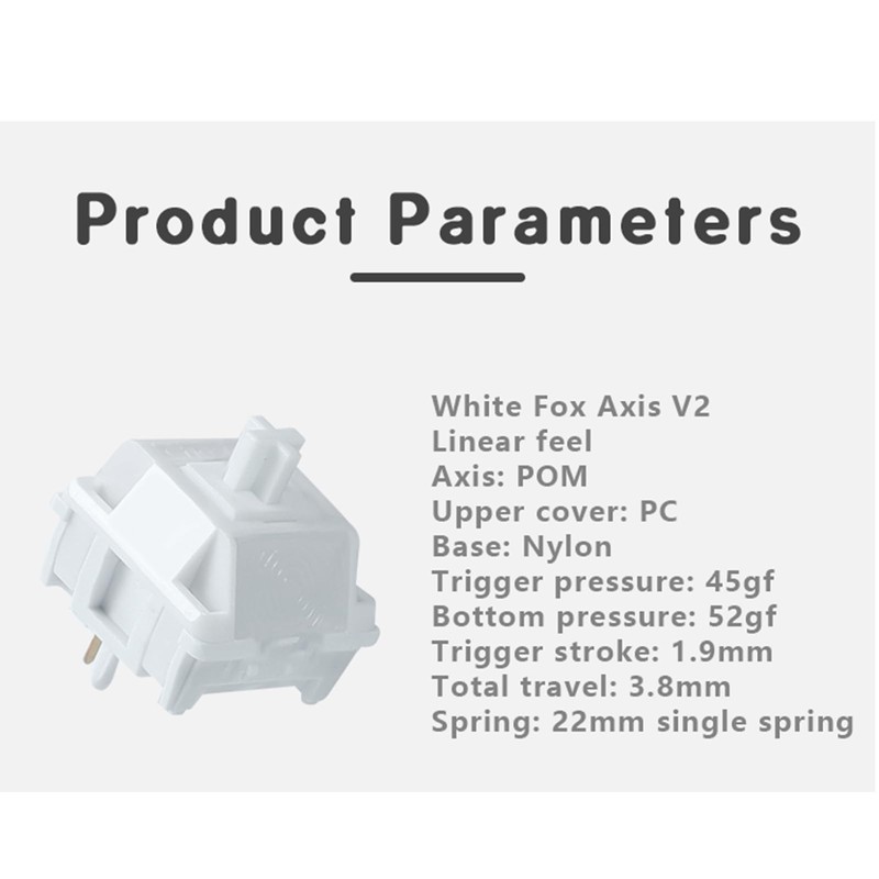 White Fox Axis V2 Linear Mechanical Keyboard Switch, POM Axis,