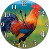 Abucaky Rustic Rooster Wall Clock Battery Operated Silent Round Clock
