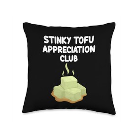 Stinky Tofu Lovers Gifts Stinky Tofu Appreciation Club Chinese Food Fermented Doufu Throw Pillow, 16x16, Multicolor