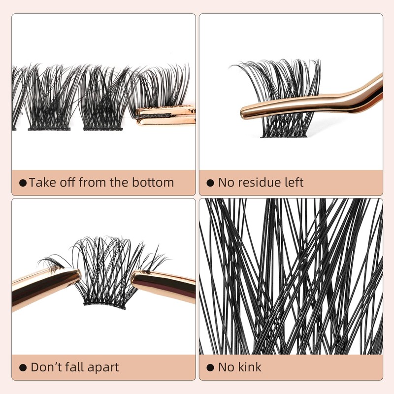 Eyelash Clusters, DIY Eyelash Extensions, 72 Pieces, D Curl, 12
