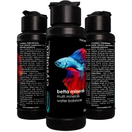 Crystalpro Betta Minerals for Betta Fish Health - Reduces Stress - Boosts Protective Coat - Betta Aquarium Mineralizer 4.2 Oz Treats 500 Gallons