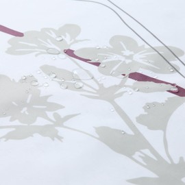 MVSUTA Silhouette Red Flower Polyester Burgundy Fabric Plants Teal Waterproof Navy Leaves Farmhouse Shower Curtain,White Floral Bathroom Curtains,72" W x 72" H