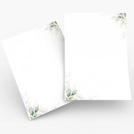 Klasse Briefpapier/Briefumschlag Set edel in Grün mit Blättern bedruckt 2 seitig A4 120 g/m² c6 80 g/m² von 10 bis 100 Blatt mit Umschlägen Kuvert vintage (50 Briefpapier OHNE Umschläge)