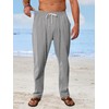TAFLE Mens Linen Pants Casual Summer Beach Pants Elastic Waist