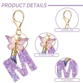 Keyring Letter Keyring with Initial Letter Butterfly Keyring Teenager Girls (M)