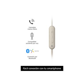 Sony WI-C100 - Audífonos inalámbricos intraauriculares con Banda para el Cuello y micrófono para Llamadas con Manos Libres, Beige (Versión Nacional)