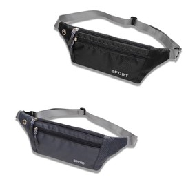 Fjquamitix 2-Pack Running Belt Waist Pack Adjustable Fanny Pack for Men Women Phone Holder Pouch for Workout Hiking Cycling Lightweight Money Belt Gift for Runners & Travel set2 (Black&Grey)