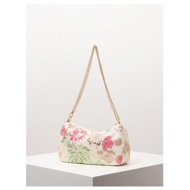 QWINEE Women's Floral Embroidery Sequin Shoulder Bag Y2k Top Handle Underarm Handbags Party Purses Apricot One Size