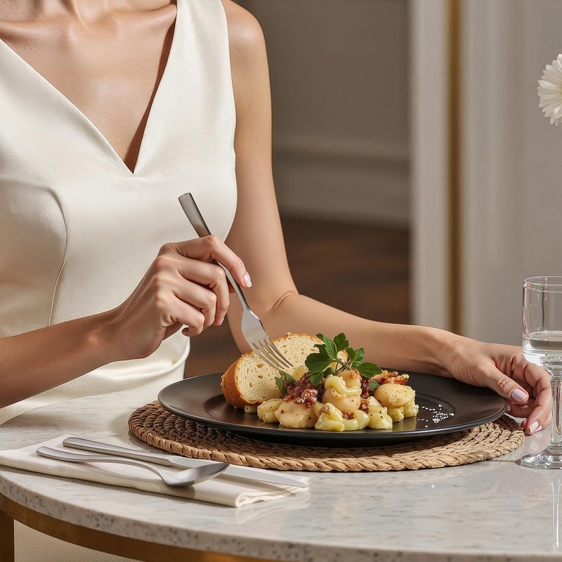 HIKAA 45-Piece Silverware Set with Serving Utensils, Heavy Duty Stainless