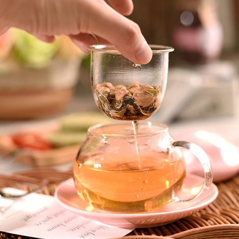 Cute Mushroom Shaped Teacup Ceramic Glass Filter Tea Cup Set