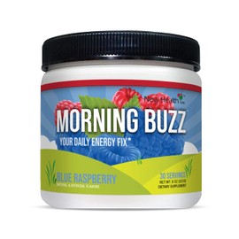 Morning Buzz Energy Drink Powder, Sports Nutrition Energy Drink Mix, 30 Servings Blue Raspberry, 8 Ounces