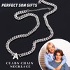 HAYOUWAY Mens Initial Necklace Silver Cuban Link Chain A-Z Letter