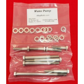 ALLOYBOLTZ - Compatible with Ford Small Block SBF 260 289 302 351W Stainless Steel Water Pump Hex Bolt Kit for Passenger Side Pump Inlet Type Only