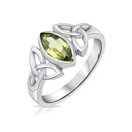 Peridot Jewellery - 925 Sterling Silver Ring for Women - Peridot Ring - Silver Celtic Ring - Trinity Knot Ring - Celtic Rings for Women - Size U