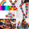 NT-ling Womens Rainbow Knee High Socks Gloves Striped Arm Warmer