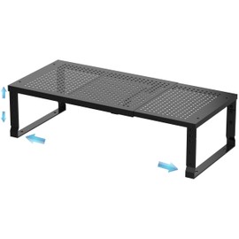 Zilvando Expandable Spice Rack & Kitchen Cabinet Organizer - Stackable, Adjustable Shelves for Cabinets, Countertops, Cupboards & Pantries(1 Pack/Large/Black)