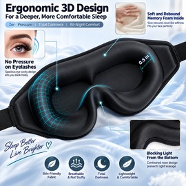 3D Sleep Eye Mask for Light Blocking – Contoured Eye Cover with Adjustable Strap for Comfortable Rest at Home & Travel