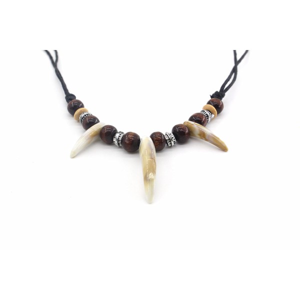 Scddboy Jungle Necklace Caveman Tooth Bone Necklace for Men