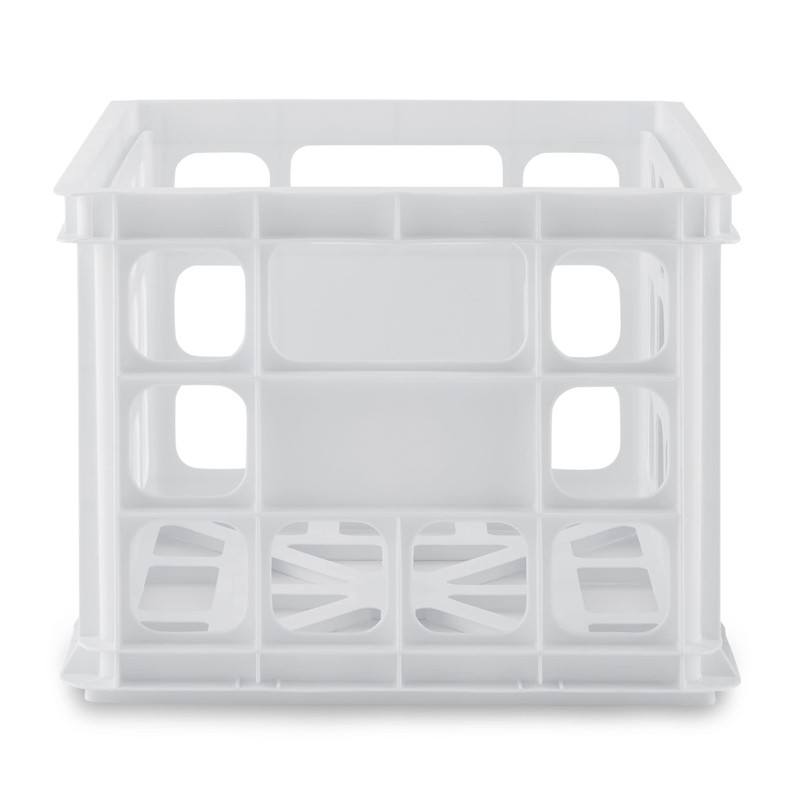 Sterilite Storage Crate, Stackable Plastic Bin Open Basket with Handles,