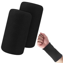 Sweatband Wrist, Pack of 4 Elastic Sweatbands, Sports Sweatbands, Fitness Arm Sports Wristbands for Men, Women, Football, Basketball, Tennis, Gymnastics - Black