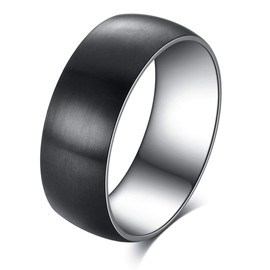 Ofeiyaa Titanium Steel Rings for Men Women Engagement Wedding Band Matte Brushed 8mm Comfort Fit Size 11.5
